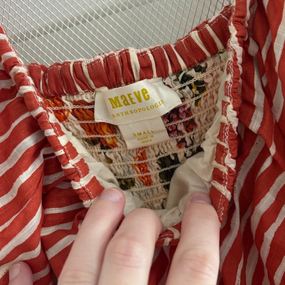 Maeve Anthropologie Off-the-Shoulder Mixed Print Midi Dress Floral Small Cotton - Picture 4 of 7